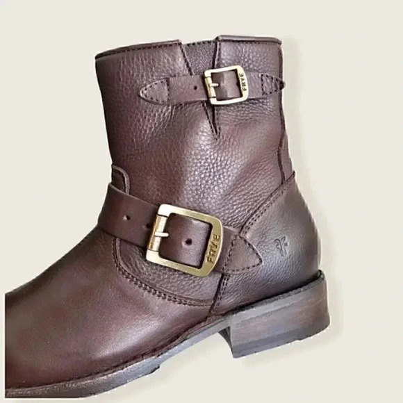 Frye Vicky Belt Buckle Leather Combat Ankle Boot - Picture 10 of 13